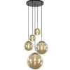 Online Straluma Luxe 5-lichts videlamp messing met amber glazen bollen