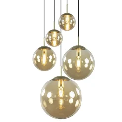 Online Straluma Luxe 5-lichts videlamp messing met amber glazen bollen