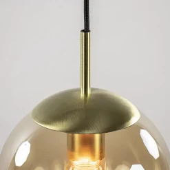 Online Straluma Luxe 5-lichts videlamp messing met amber glazen bollen