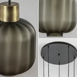 Best Straluma Luxe 5-lichts videlamp zwart/brass met mat zwart glas