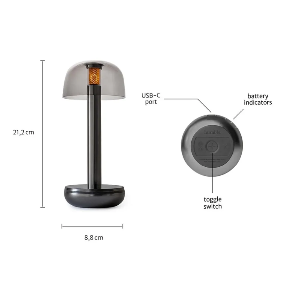 Outlet Straluma Luxe tafellamp op batterij dimbaar titanium/smoke