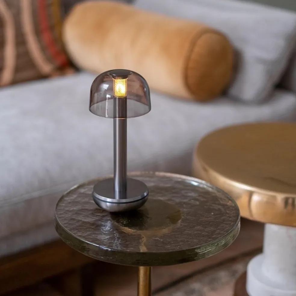 Outlet Straluma Luxe tafellamp op batterij dimbaar titanium/smoke