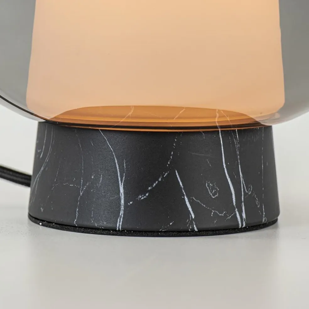 Sale Straluma Luxe tafellamp smoke/titanium glas met zwart marmer