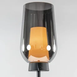 Outlet Straluma Luxe vloerlamp zwart marmer met smoke glazen kap