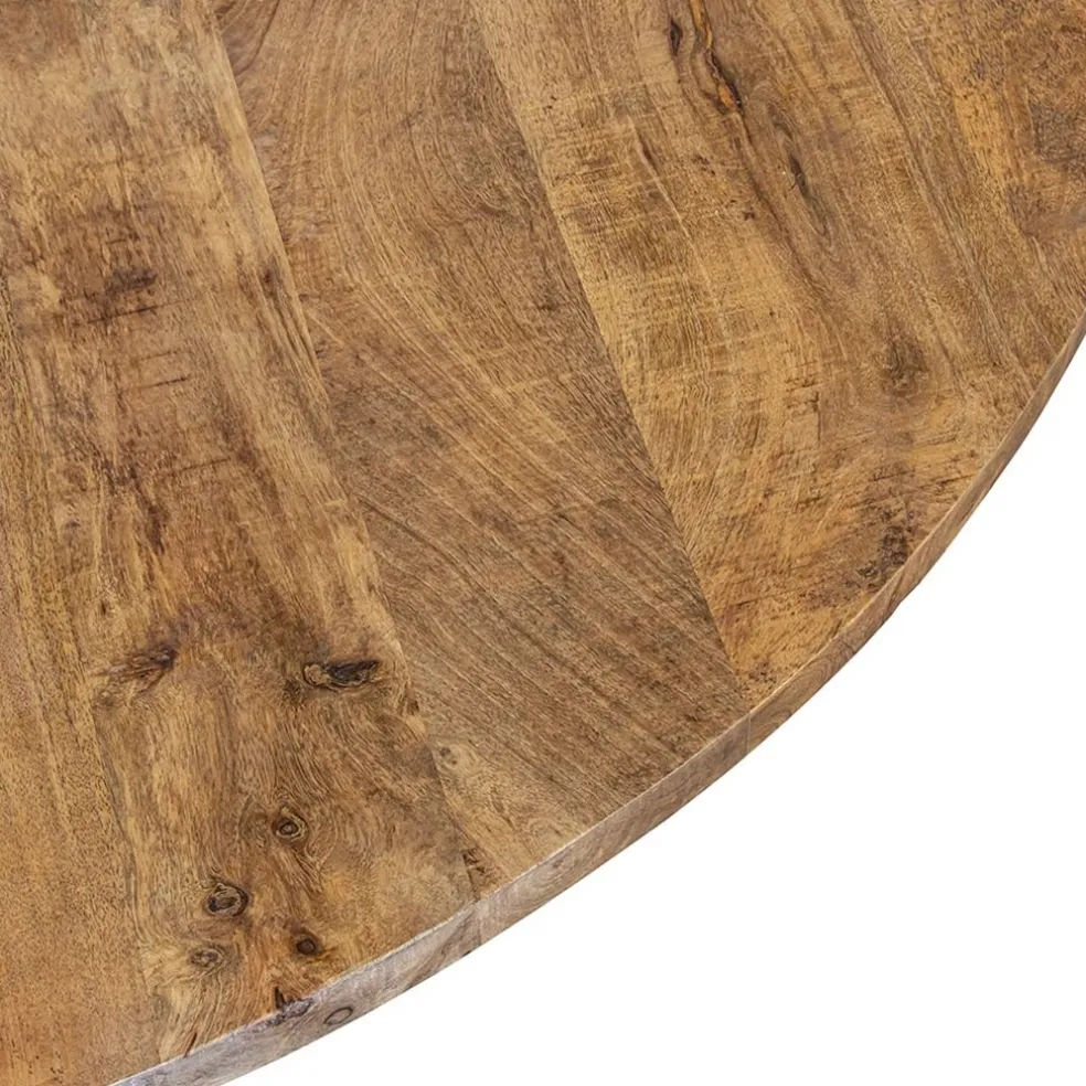 Online Straluma Mango houten eettafel rond met zwarte poot 130 cm