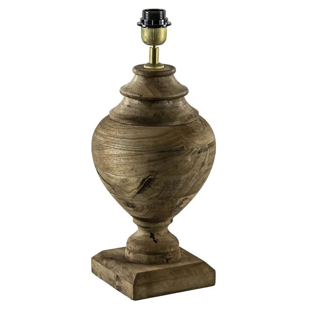 New Straluma Massief houten lampvoet Milazzo met bronzen fitting