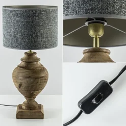 New Straluma Massief houten lampvoet Milazzo met bronzen fitting