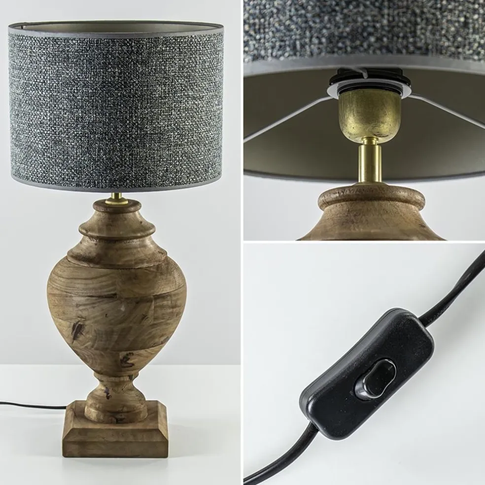 New Straluma Massief houten lampvoet Milazzo met bronzen fitting