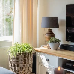 New Straluma Massief houten lampvoet Milazzo met bronzen fitting