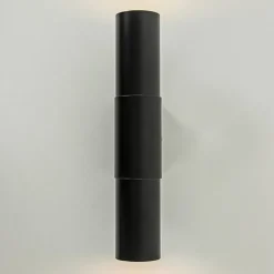 Outlet Straluma Mat zwarte cilinder wandlamp up+down