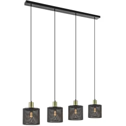 Store Straluma Mat zwarte eettafelhanglamp cilinder kappen met goud