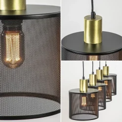 Store Straluma Mat zwarte eettafelhanglamp cilinder kappen met goud