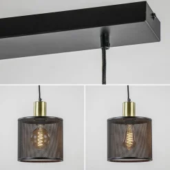 Store Straluma Mat zwarte eettafelhanglamp cilinder kappen met goud