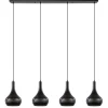 Discount Straluma Mat zwarte eettafelhanglamp zwart met goud 4-lichts