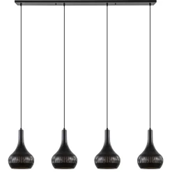 Discount Straluma Mat zwarte eettafelhanglamp zwart met goud 4-lichts