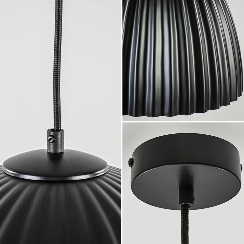Clearance Straluma Mat zwarte hanglamp hoge koepel met relief