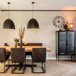 Clearance Straluma Mat zwarte hanglamp hoge koepel met relief