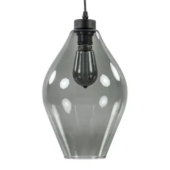 Fashion Straluma Mat zwarte hanglamp met smoke glas ruit