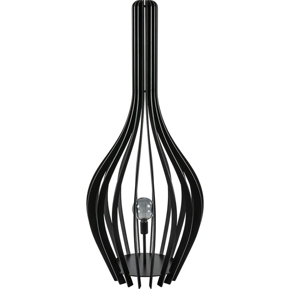 Cheap Straluma Mat zwarte houten vloerlamp kegel groot
