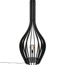 Cheap Straluma Mat zwarte houten vloerlamp kegel groot