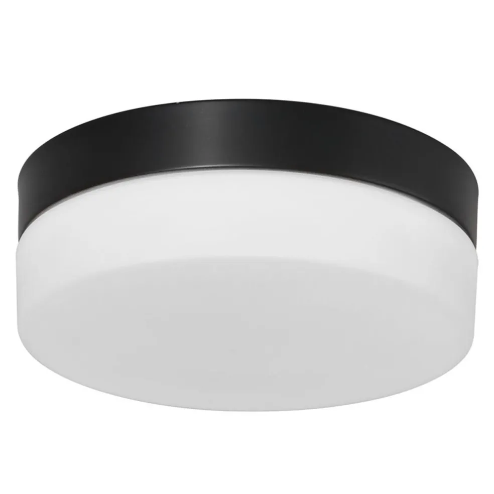 Discount Straluma Mat zwarte LED plafondlamp met wit glas IP44 dimbaar