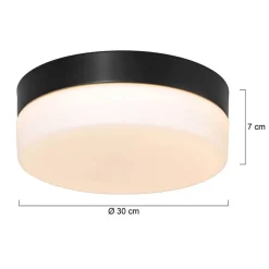 Discount Straluma Mat zwarte LED plafondlamp met wit glas IP44 dimbaar