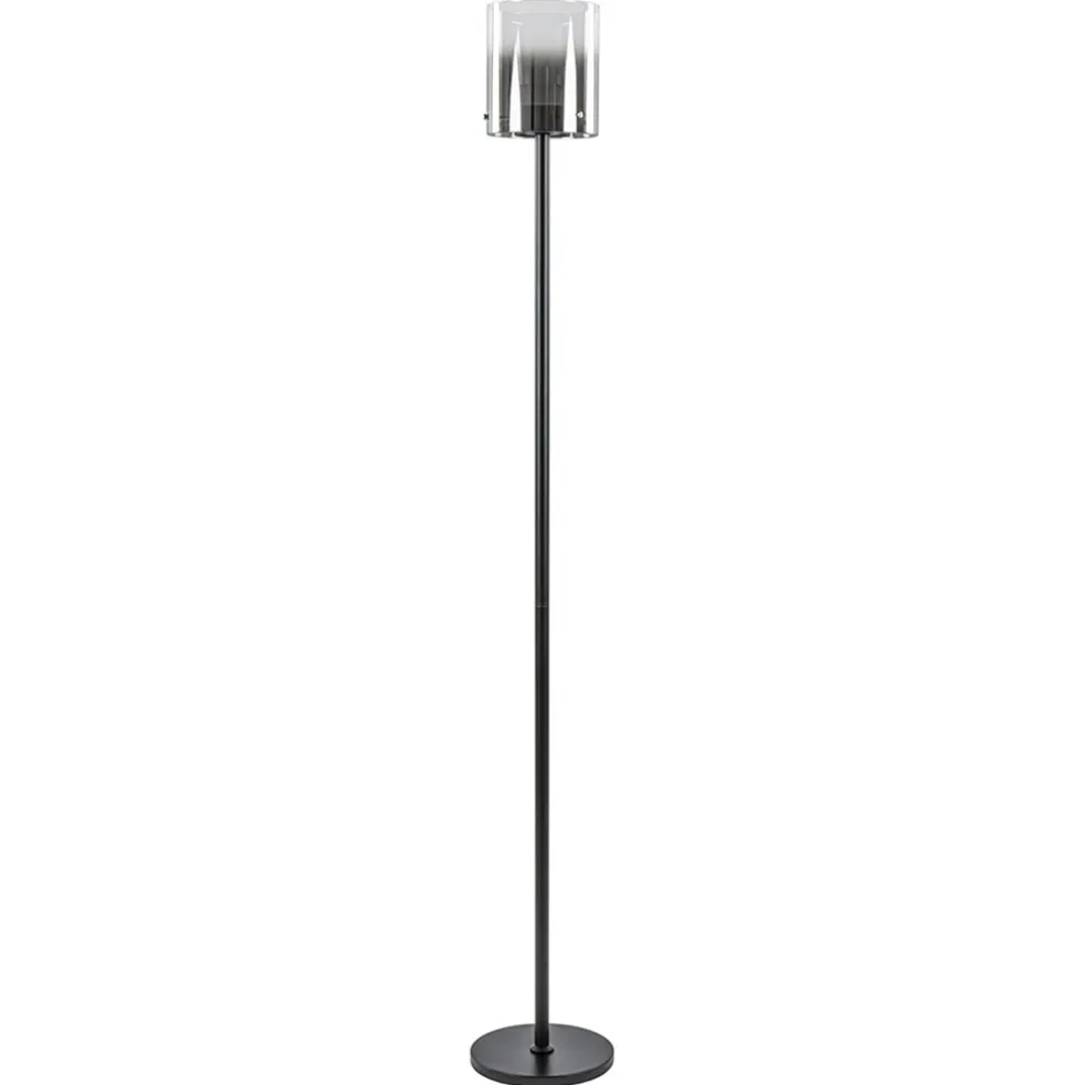 Shop Straluma Mat zwarte LED vloerlamp met glazen kap helder/titanium