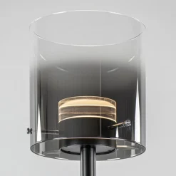 Shop Straluma Mat zwarte LED vloerlamp met glazen kap helder/titanium