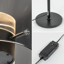 Shop Straluma Mat zwarte LED vloerlamp met glazen kap helder/titanium