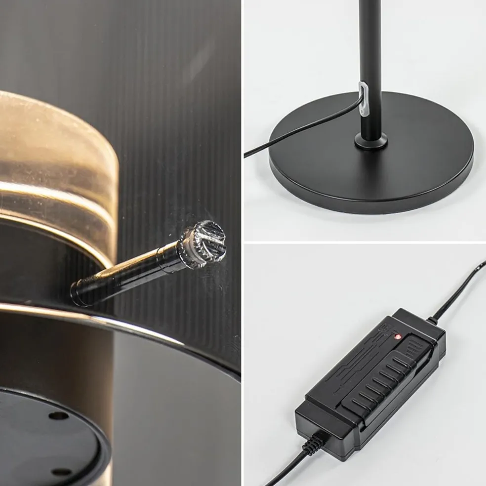 Shop Straluma Mat zwarte LED vloerlamp met glazen kap helder/titanium