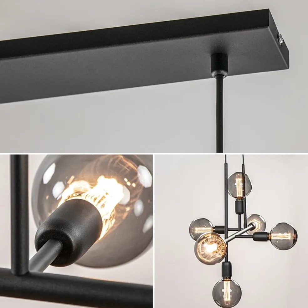 Store Straluma Mat zwarte 6-lichts hanglamp exclusief lichtbronnen