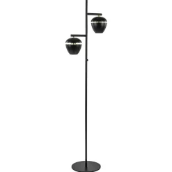 Store Straluma Mat zwarte 2-lichts vloerlamp met gouden accenten