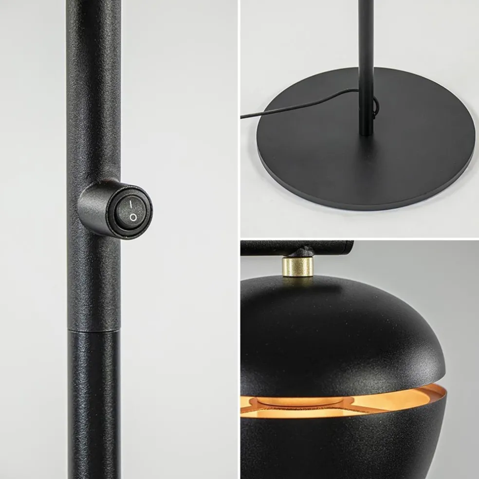 Store Straluma Mat zwarte 2-lichts vloerlamp met gouden accenten