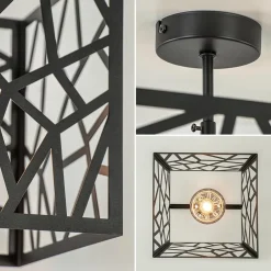 New Straluma Mat zwarte plafondlamp metaal met vierkante kap