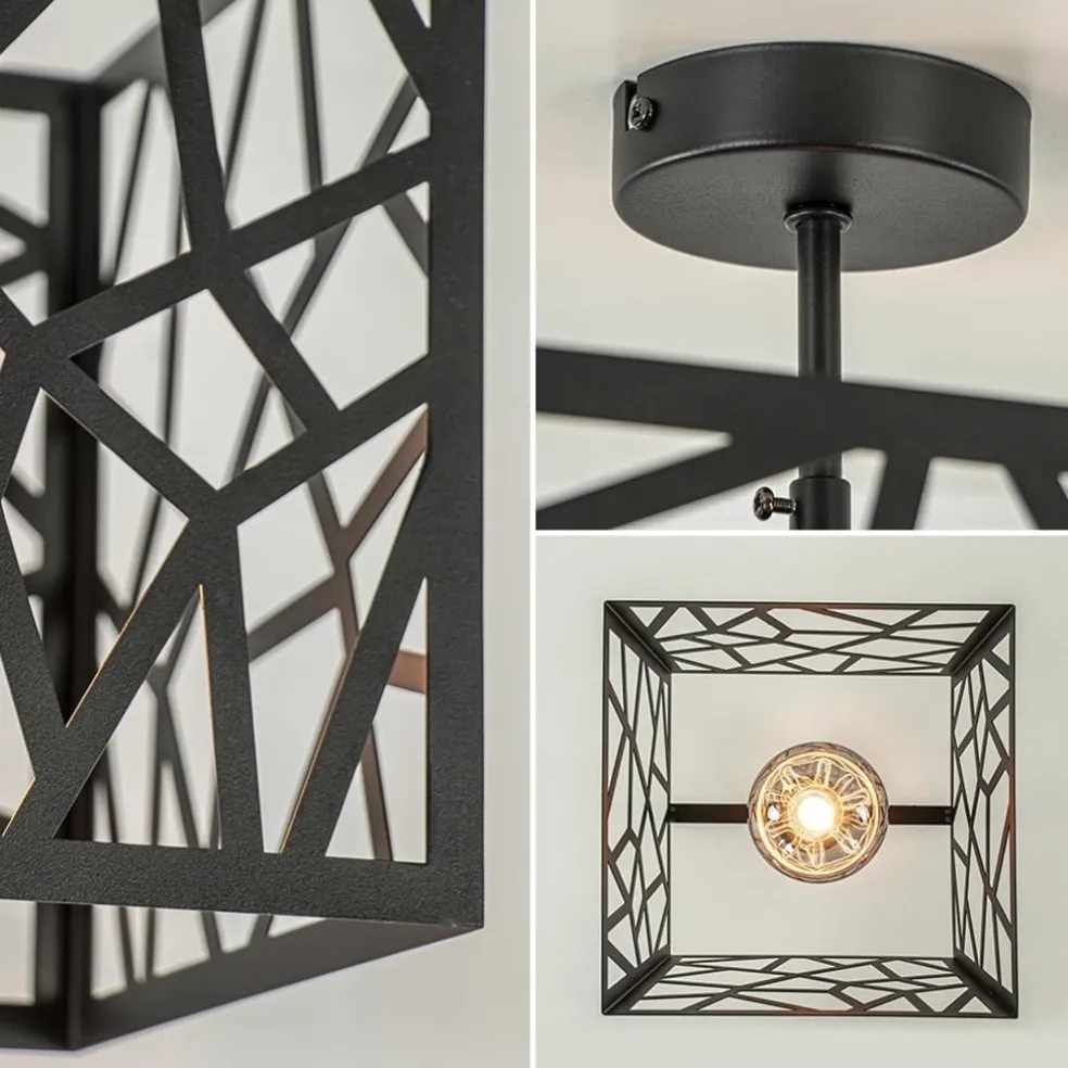 New Straluma Mat zwarte plafondlamp metaal met vierkante kap