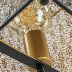 Online Straluma Mat zwarte tafellamp met goud vierkant