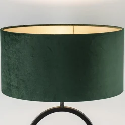 Sale Straluma Mat zwarte tafellamp met kap velours groen