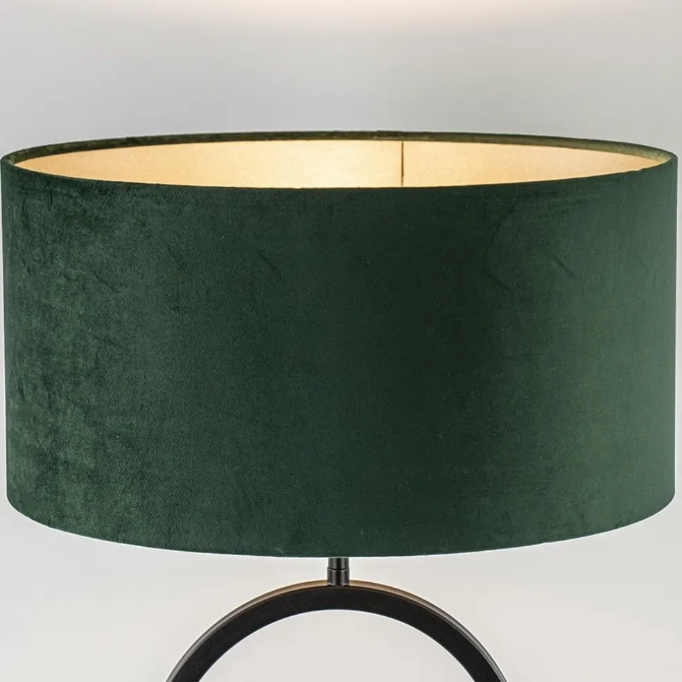 Sale Straluma Mat zwarte tafellamp met kap velours groen
