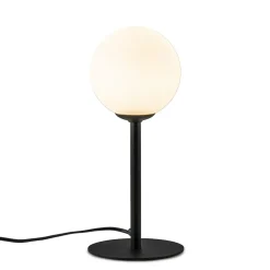 Store Straluma Mat zwarte tafellamp met witte glazen bol