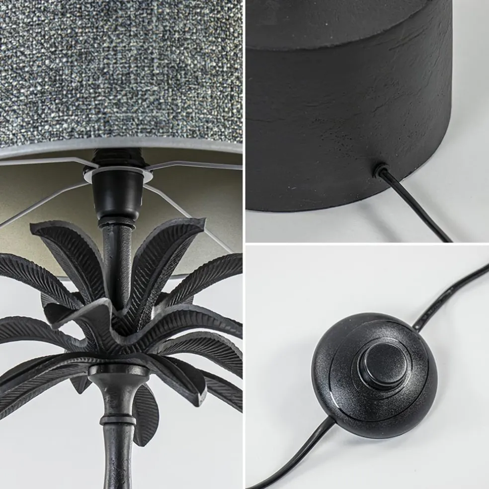 Best Straluma Mat zwarte vloerlamp Armata met palmbladeren