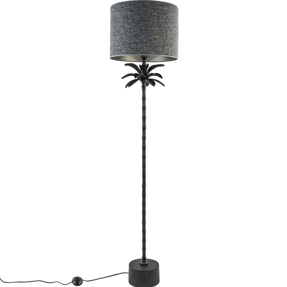 Best Straluma Mat zwarte vloerlamp Armata met palmbladeren