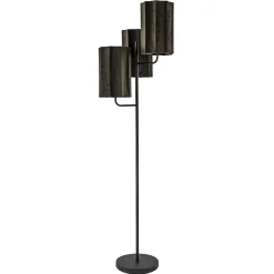 Flash Sale Straluma Mat zwarte vloerlamp Edisa met velvet bruine kappen