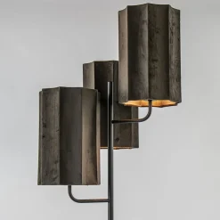 Flash Sale Straluma Mat zwarte vloerlamp Edisa met velvet bruine kappen