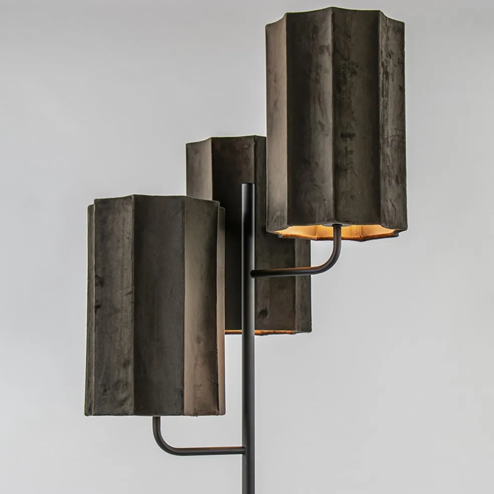 Flash Sale Straluma Mat zwarte vloerlamp Edisa met velvet bruine kappen