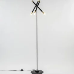 Hot Straluma Mat zwarte vloerlamp G9 met gouden accenten