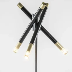 Hot Straluma Mat zwarte vloerlamp G9 met gouden accenten
