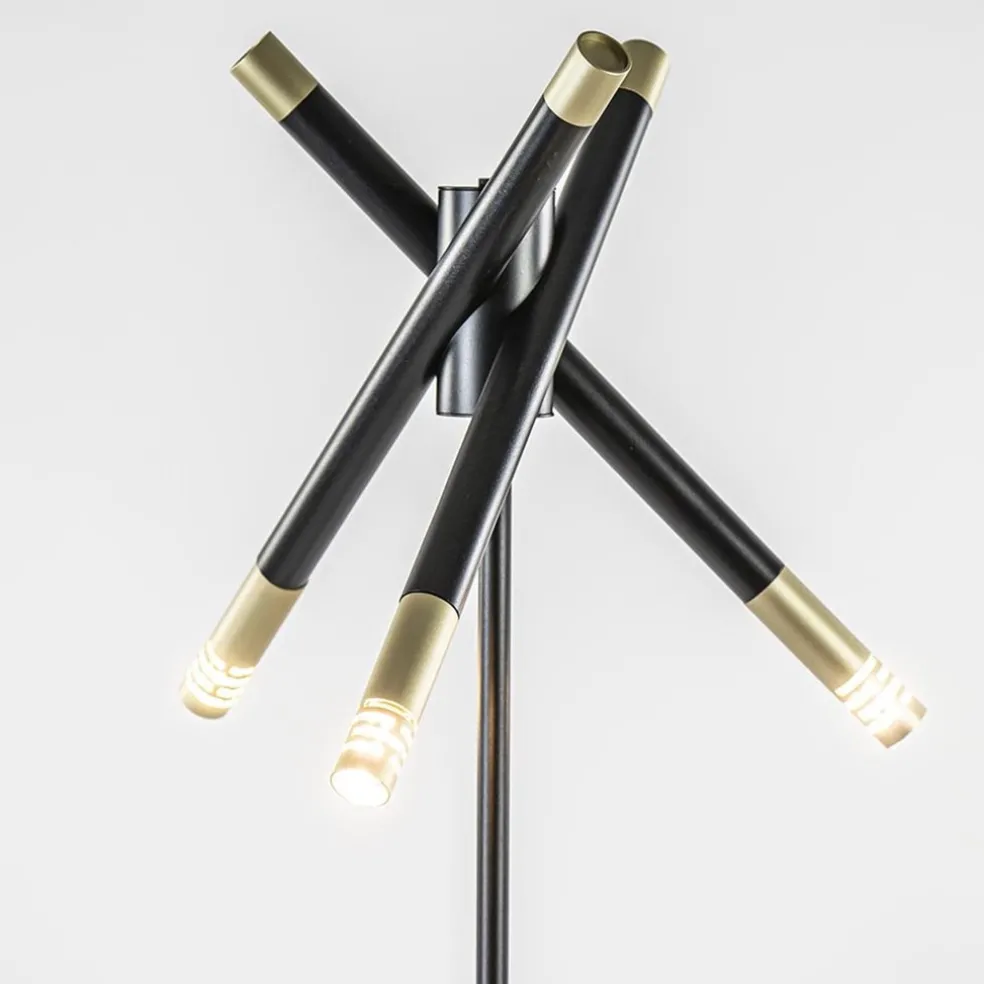 Hot Straluma Mat zwarte vloerlamp G9 met gouden accenten