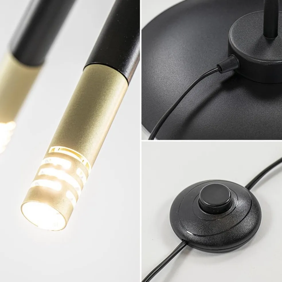 Hot Straluma Mat zwarte vloerlamp G9 met gouden accenten