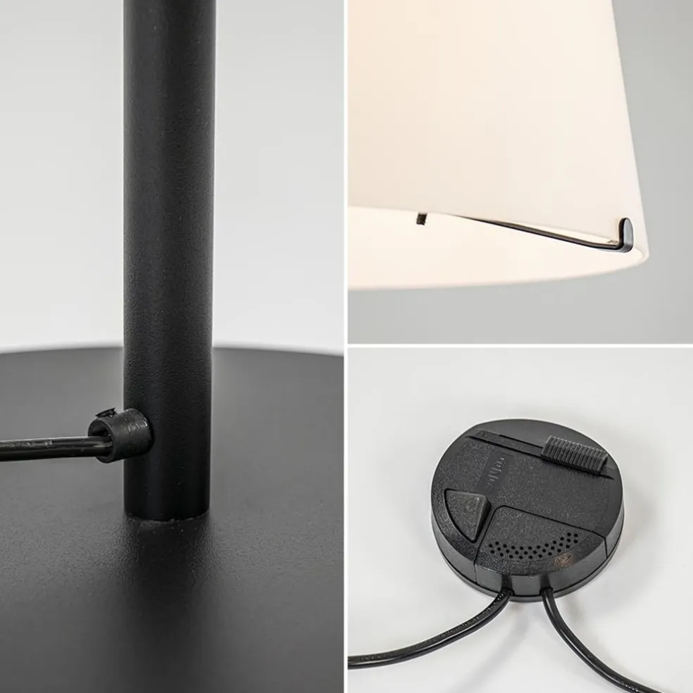 Cheap Straluma Mat zwarte vloerlamp met opaal glazen kap