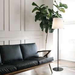 Cheap Straluma Mat zwarte vloerlamp met opaal glazen kap